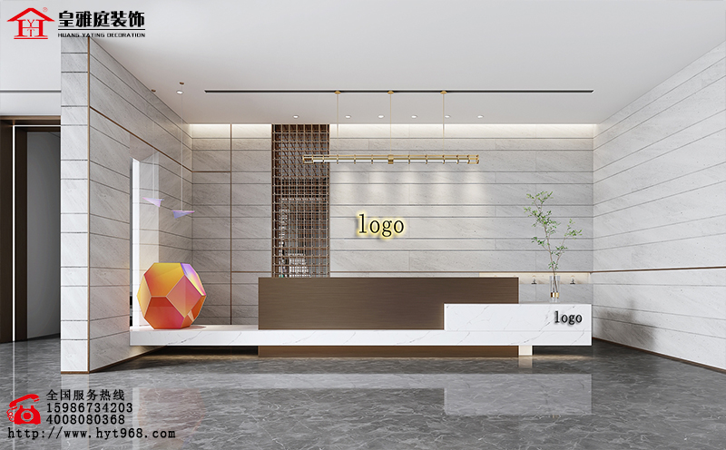 深圳办公室前台背景墙装修设计效果图